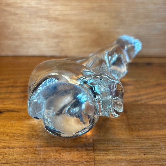 Crystal Clear Cat Figurine Art Glass 6.25” x 3”Sitting Regal Cat Sphinx Like - Picture 8 of 8